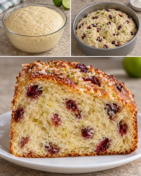 Sweet yeast cake with coconut and lime — cranberries