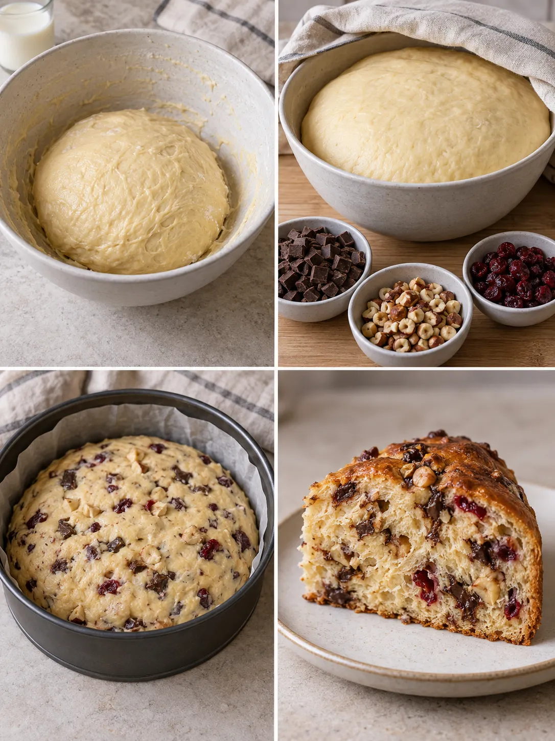 Sweet yeast cake with chocolate and hazelnuts — cranberries