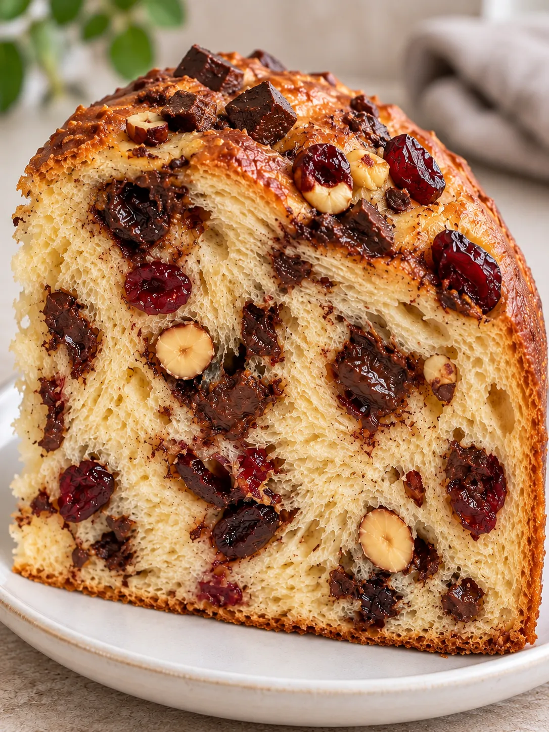 Sweet yeast cake with chocolate and hazelnuts — cranberries