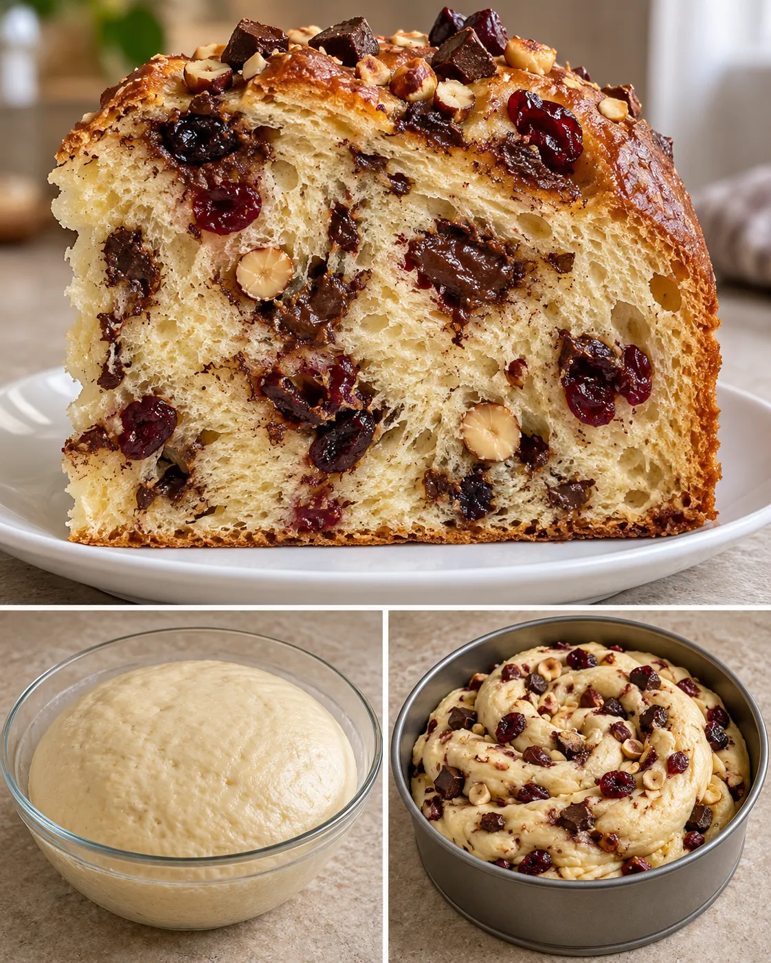 Sweet yeast cake with chocolate and hazelnuts — cranberries