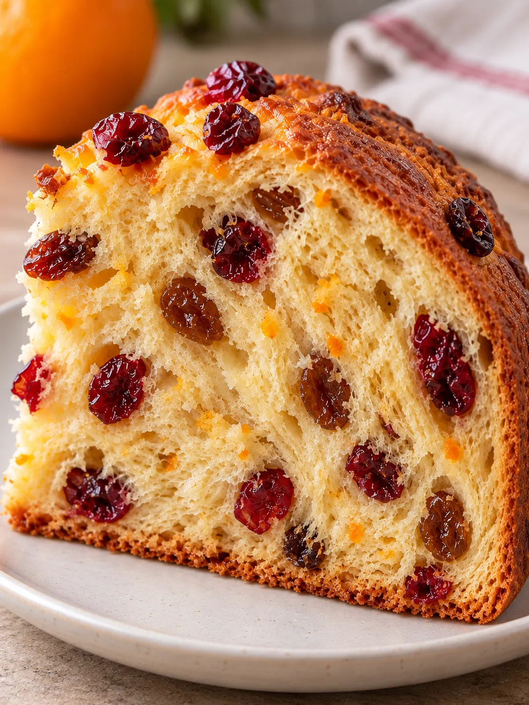 Sweet yeast cake with cranberries and orange — raisins