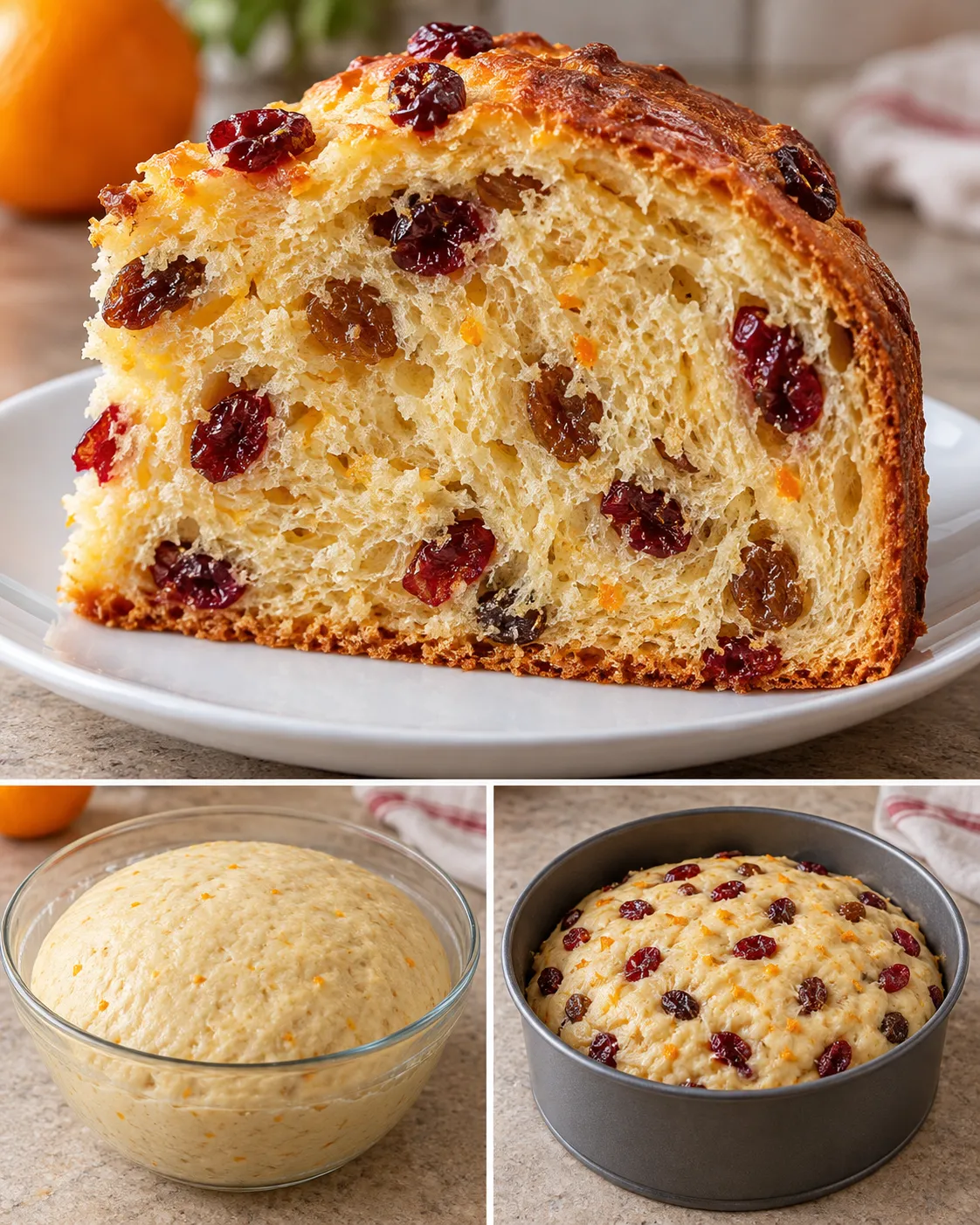 Sweet yeast cake with cranberries and orange — raisins