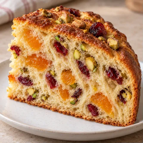 Sweet yeast cake with apricots and pistachios — cranberries