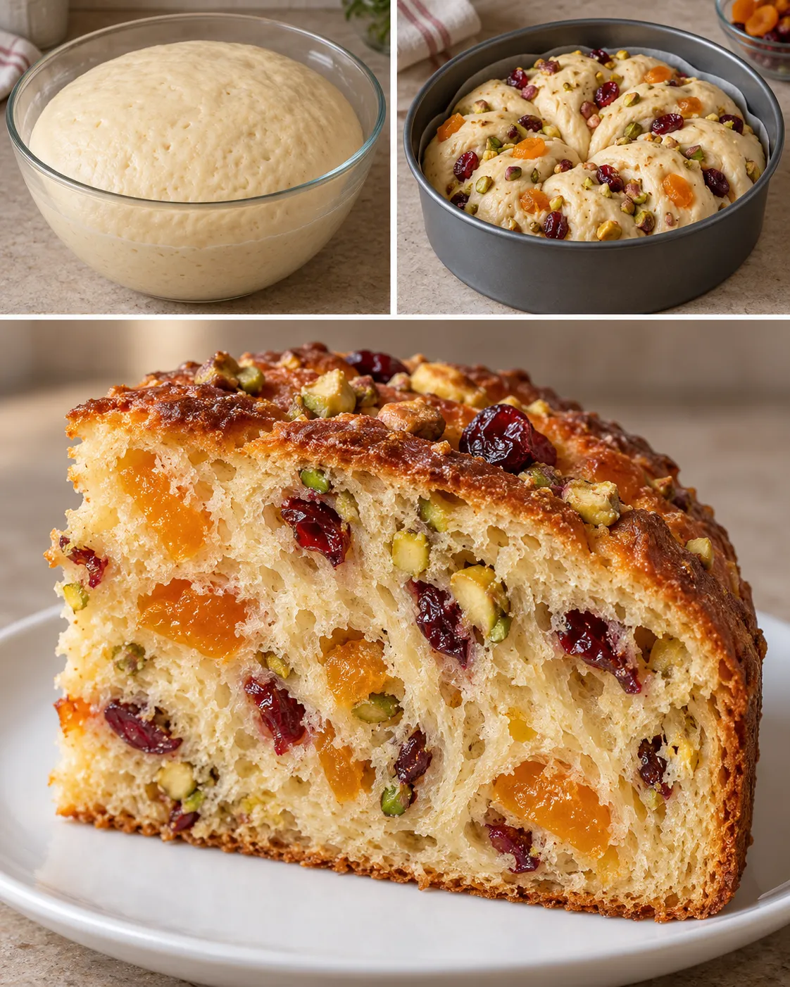 Sweet yeast cake with apricots and pistachios — cranberries