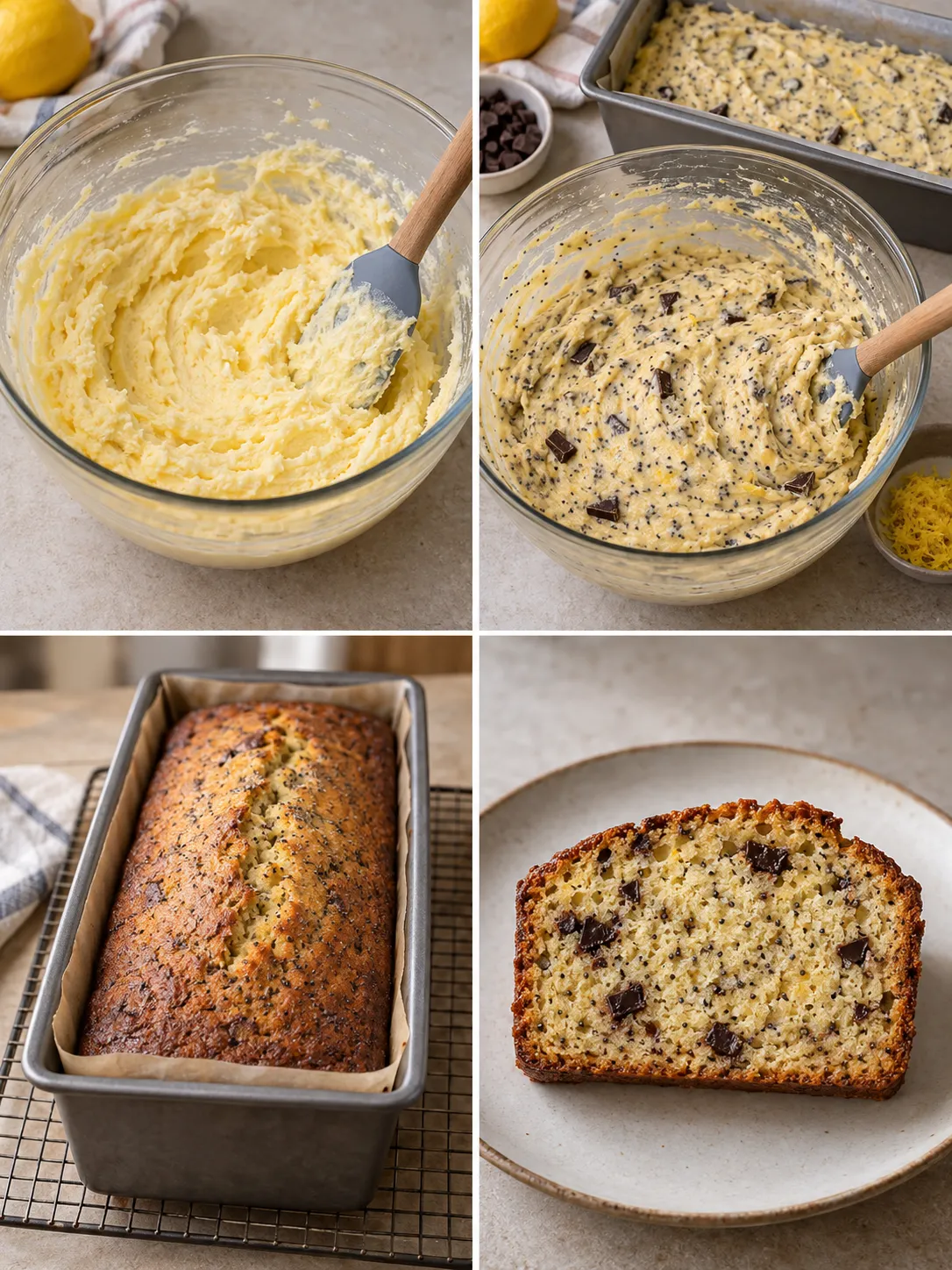 Butter loaf with lemon and poppy seeds — dark chocolate