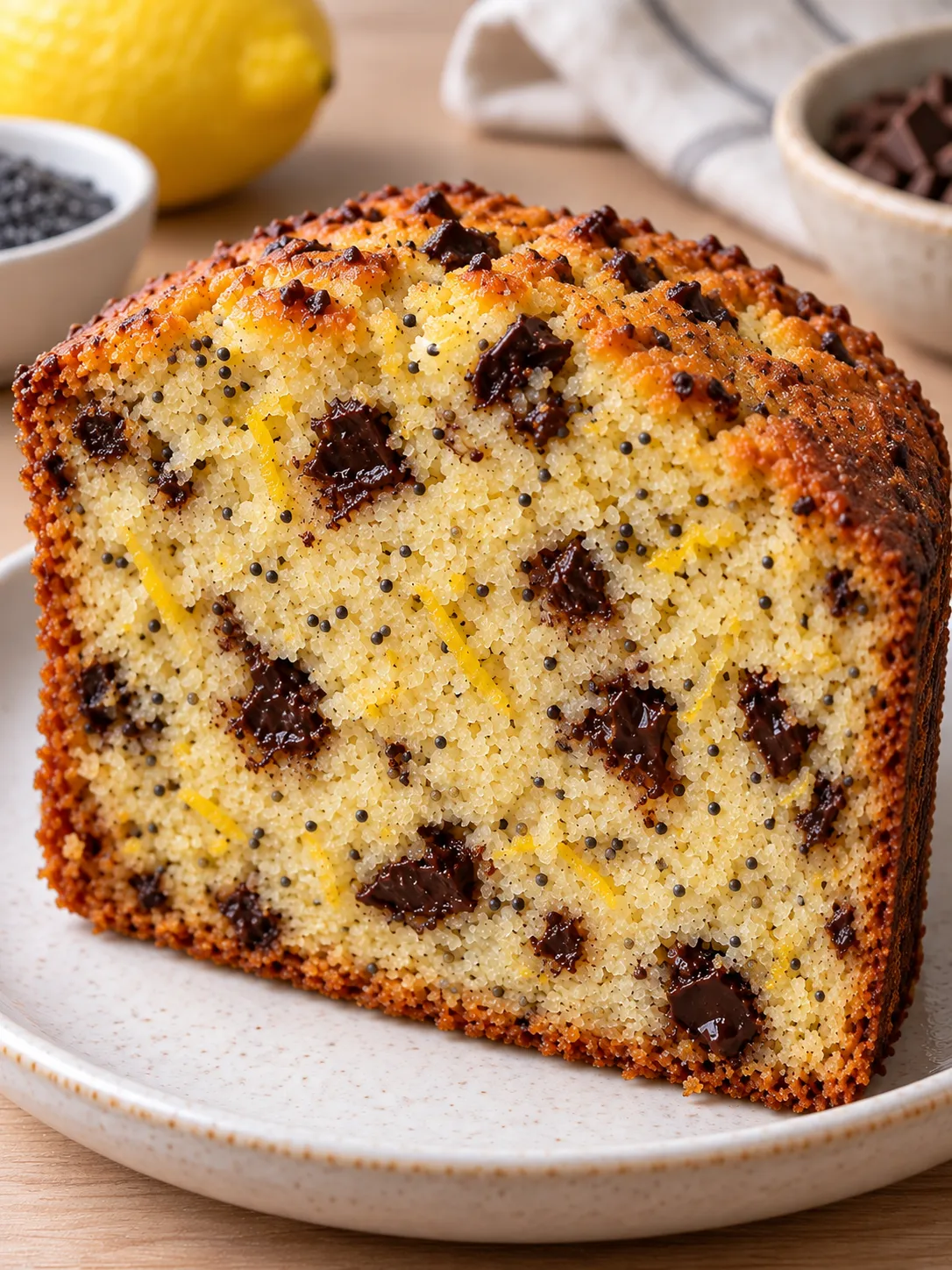 Butter loaf with lemon and poppy seeds — dark chocolate