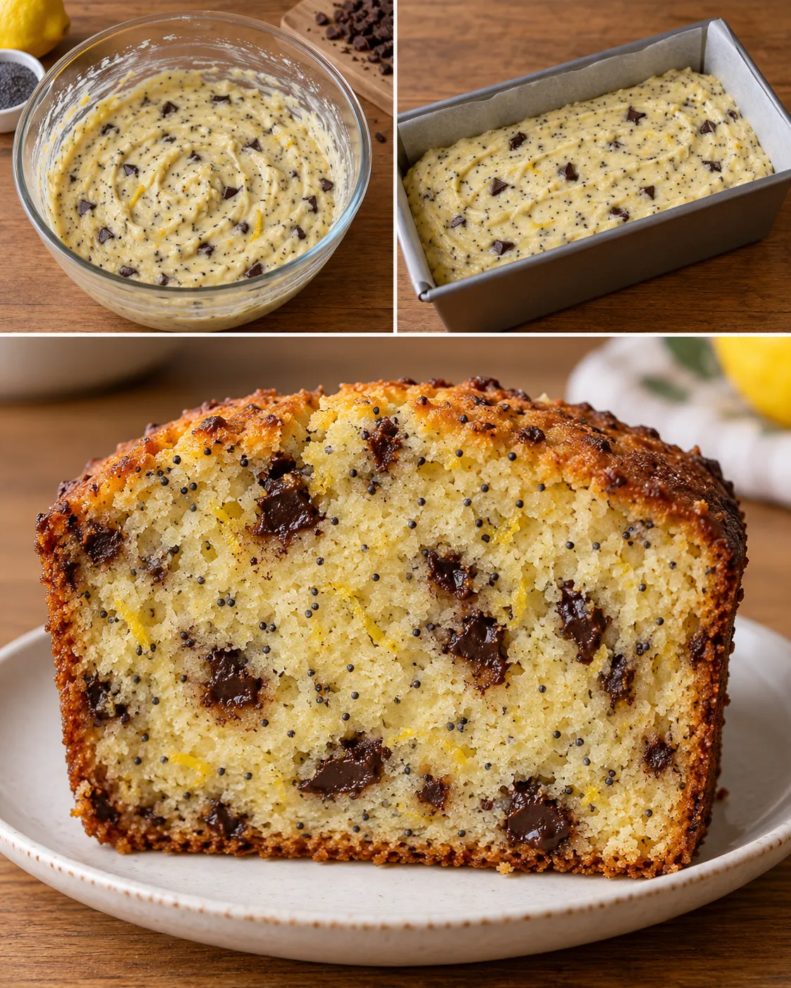 Butter loaf with lemon and poppy seeds — dark chocolate