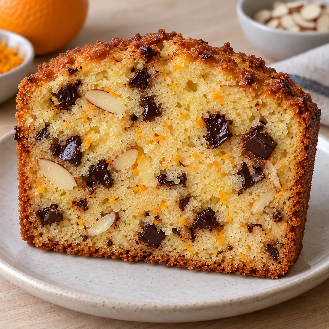 Butter loaf with orange and almonds — dark chocolate