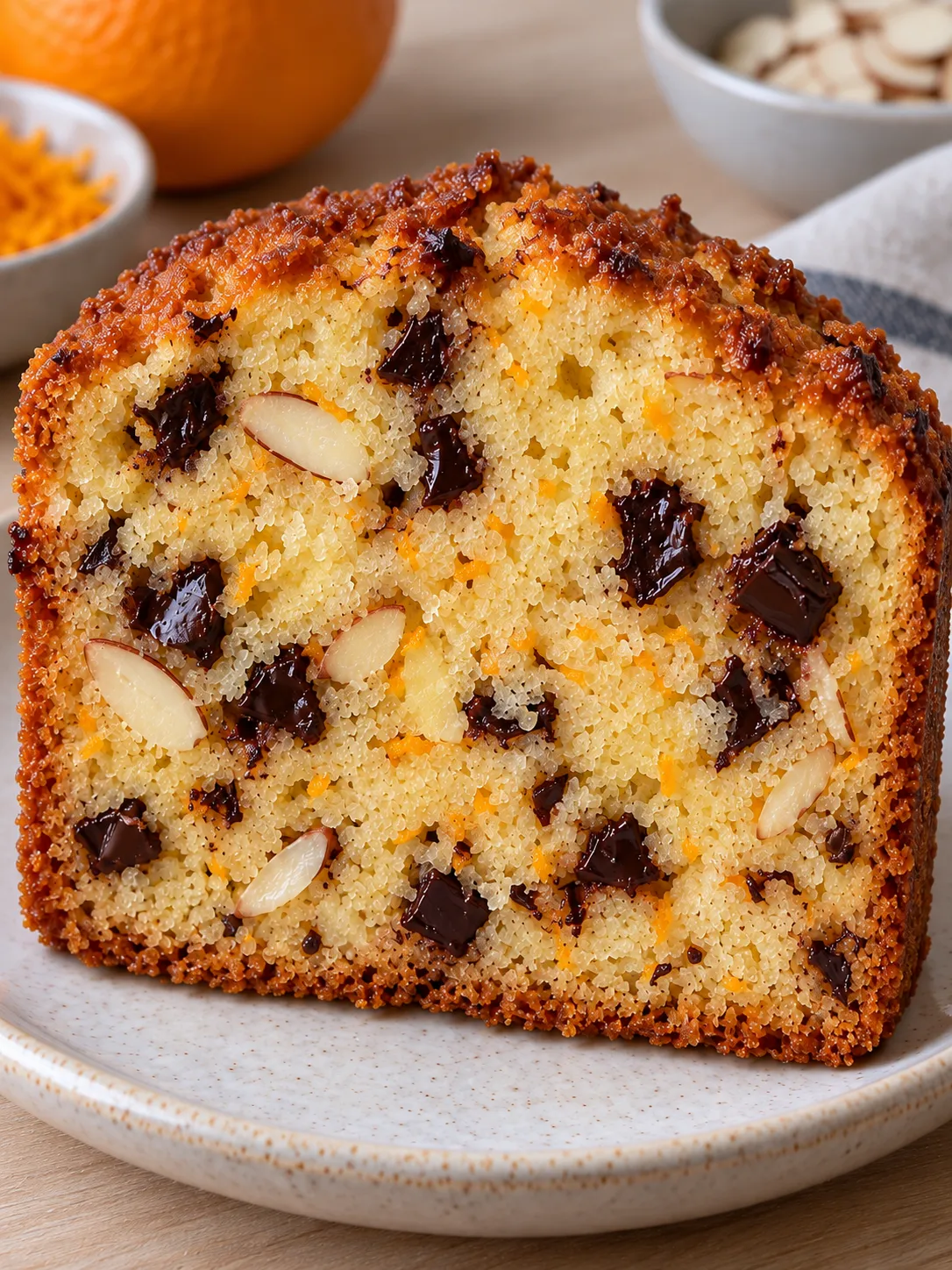Butter loaf with orange and almonds — dark chocolate