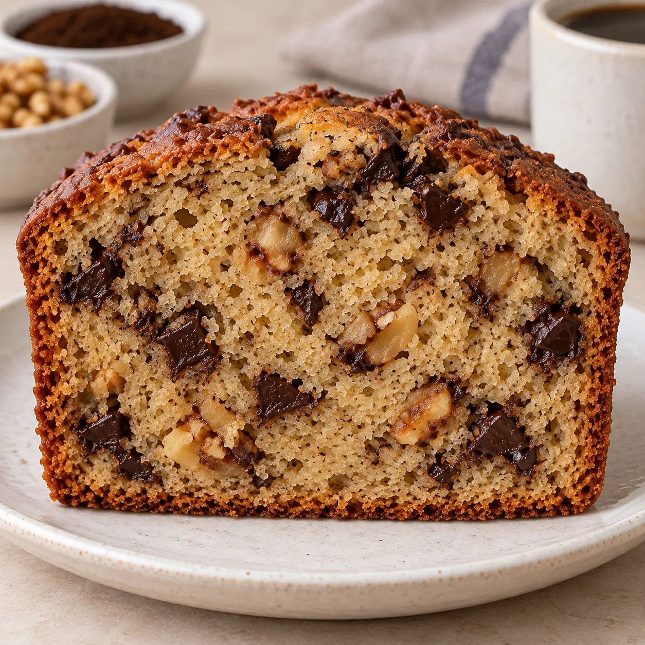 Butter loaf with coffee and walnuts — dark chocolate