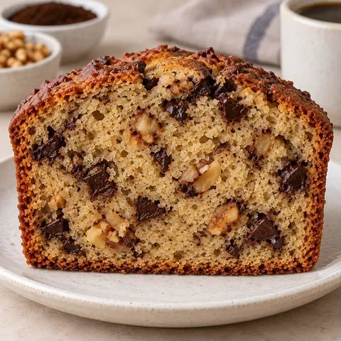 Butter loaf with coffee and walnuts — dark chocolate