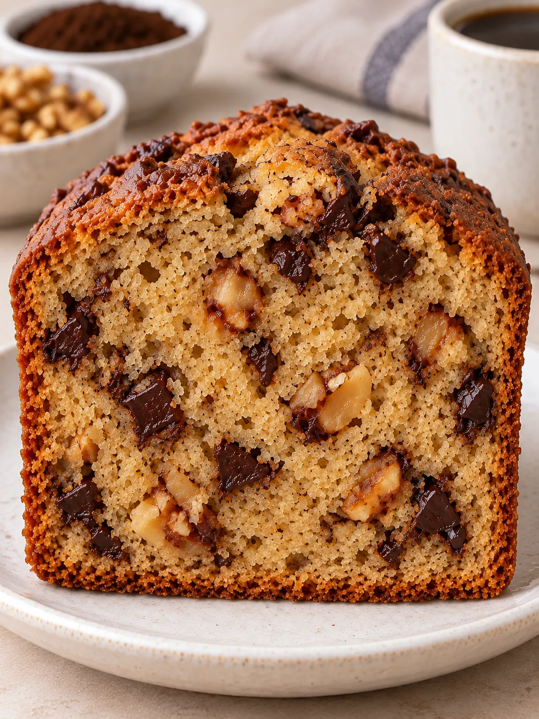 Butter loaf with coffee and walnuts — dark chocolate