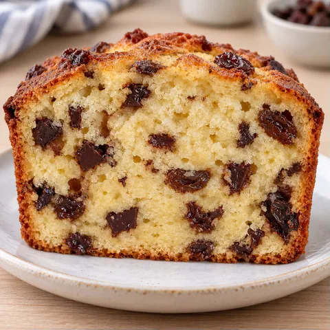 Butter loaf with vanilla and raisins — dark chocolate