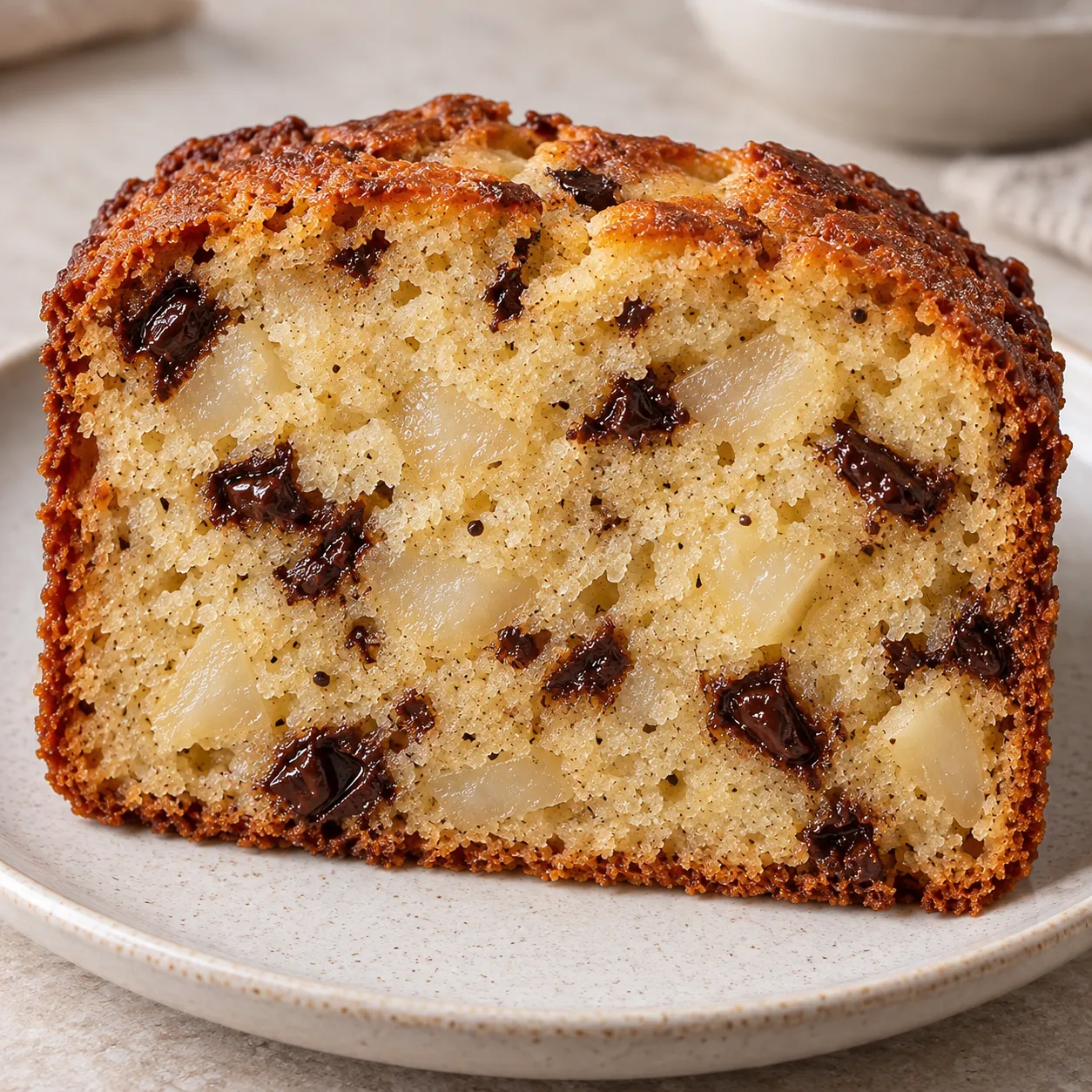 Butter loaf with cardamom and pear — dark chocolate