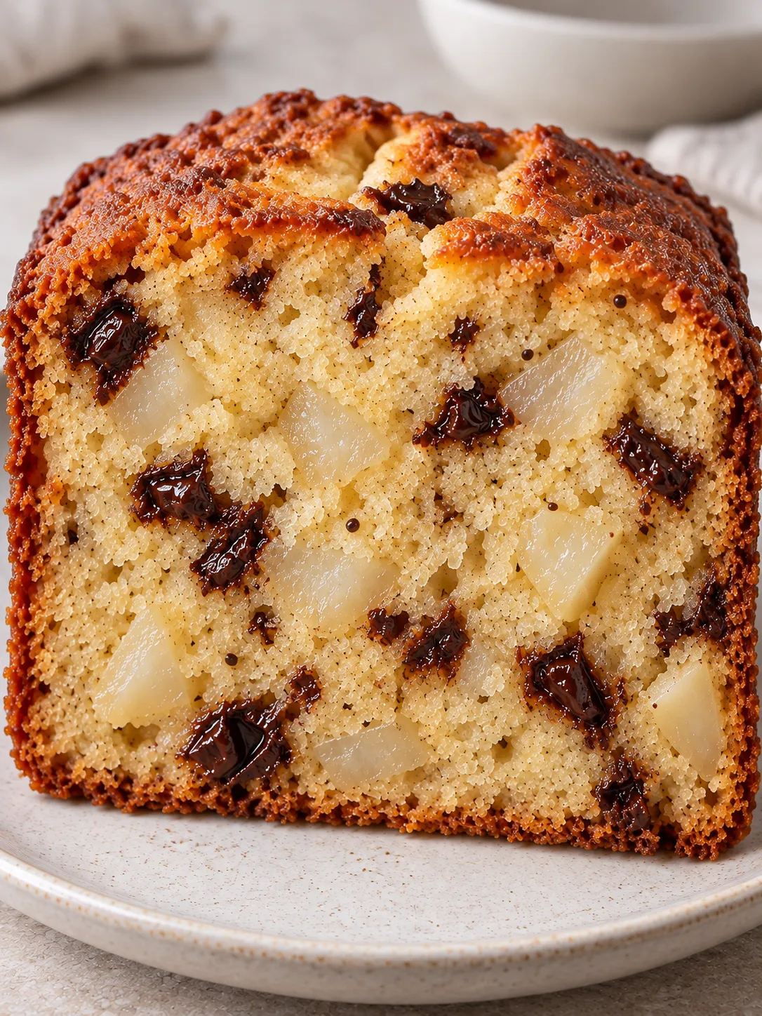Butter loaf with cardamom and pear — dark chocolate