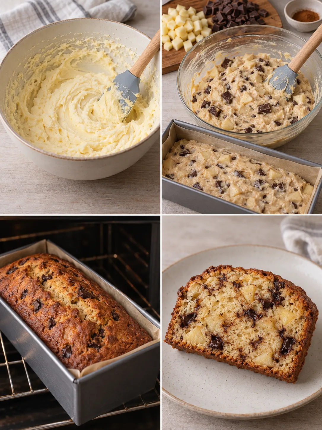 Butter loaf with cinnamon and apple — dark chocolate