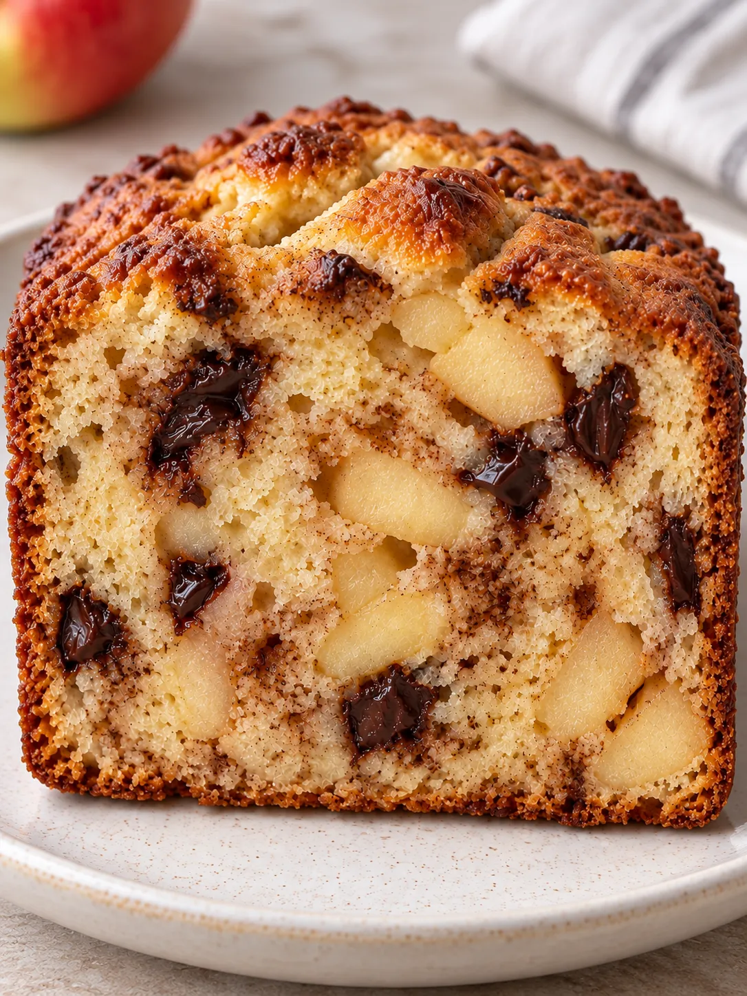 Butter loaf with cinnamon and apple — dark chocolate