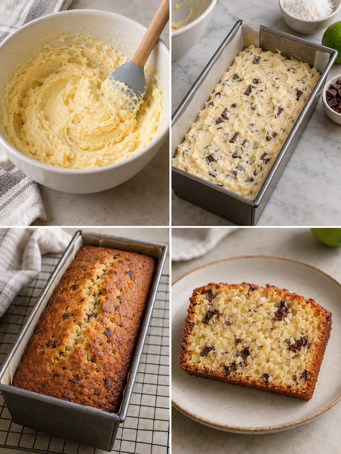Butter loaf with coconut and lime — dark chocolate