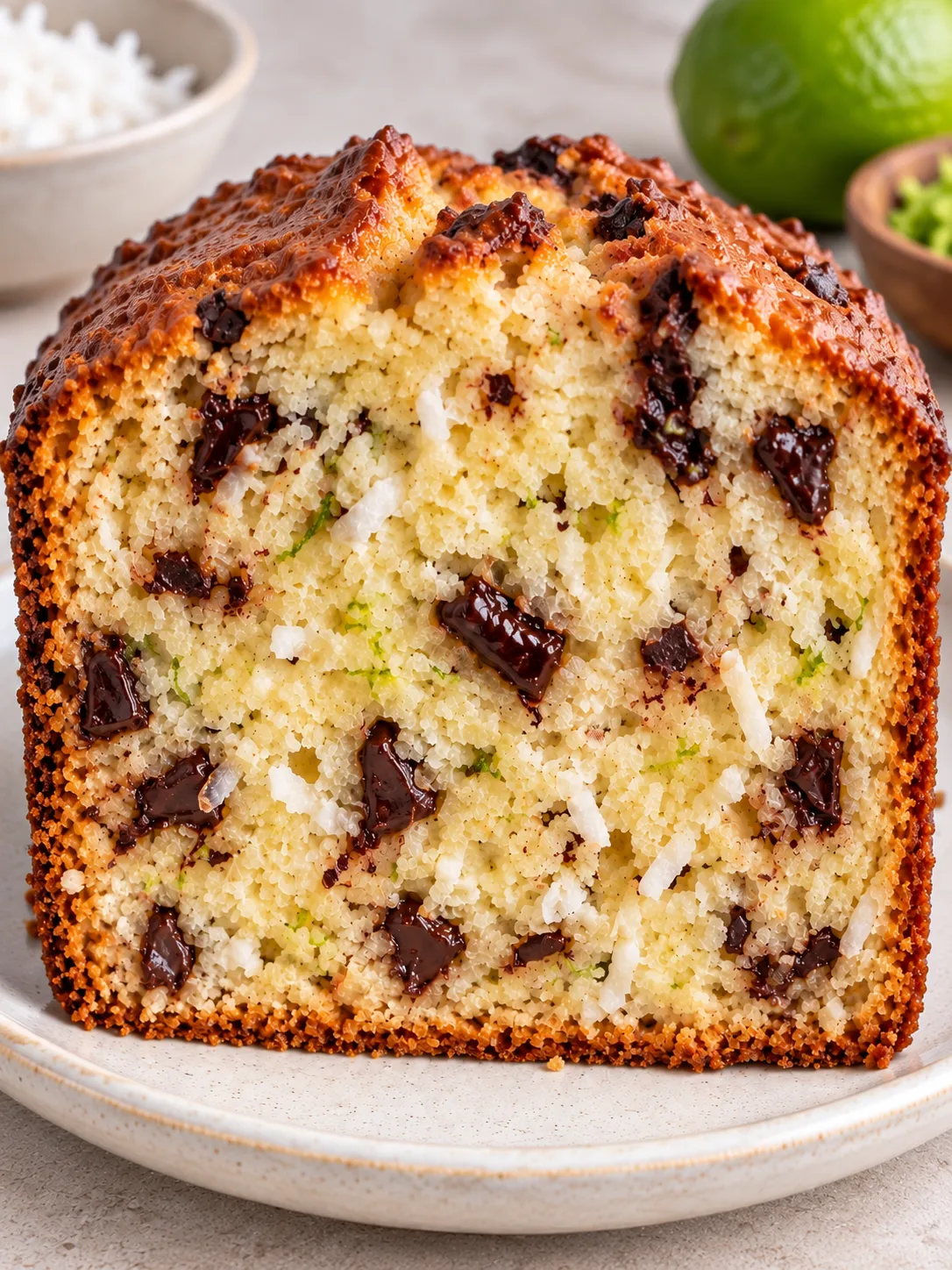 Butter loaf with coconut and lime — dark chocolate