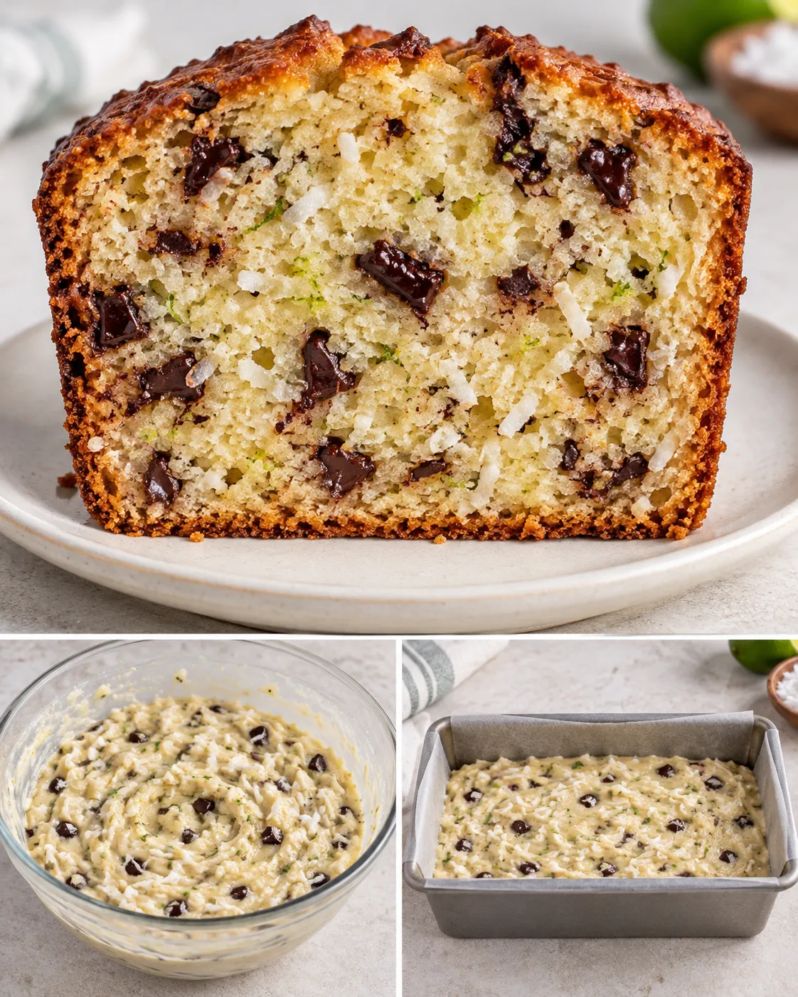 Butter loaf with coconut and lime — dark chocolate