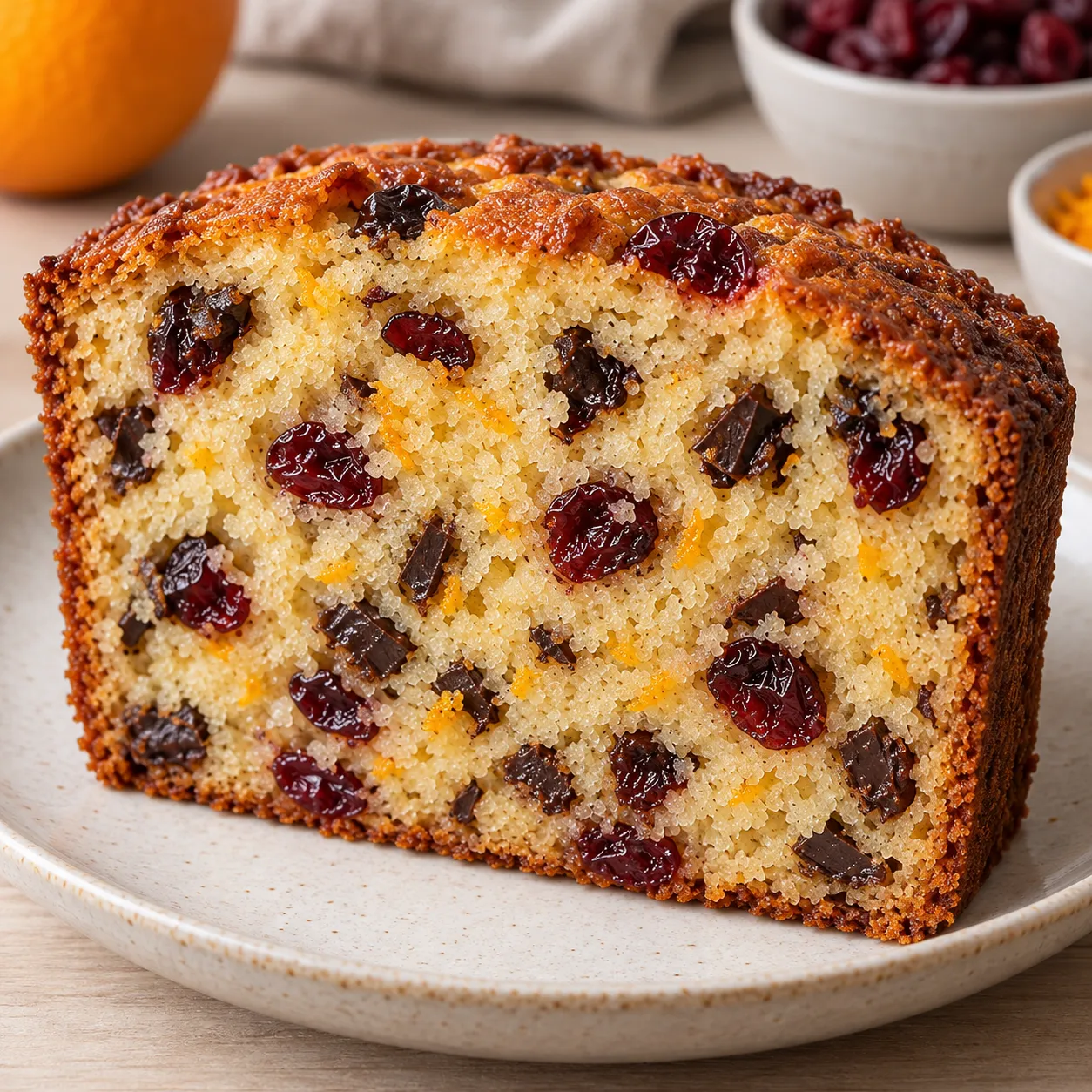 Butter loaf with cranberries and orange — dark chocolate