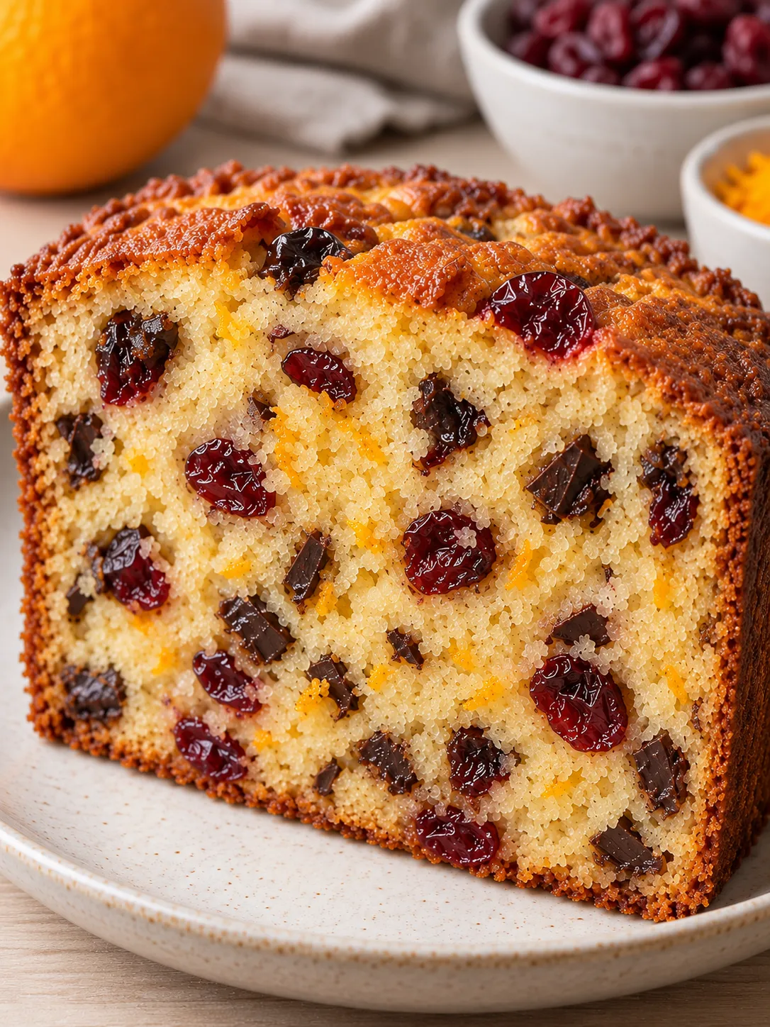 Butter loaf with cranberries and orange — dark chocolate