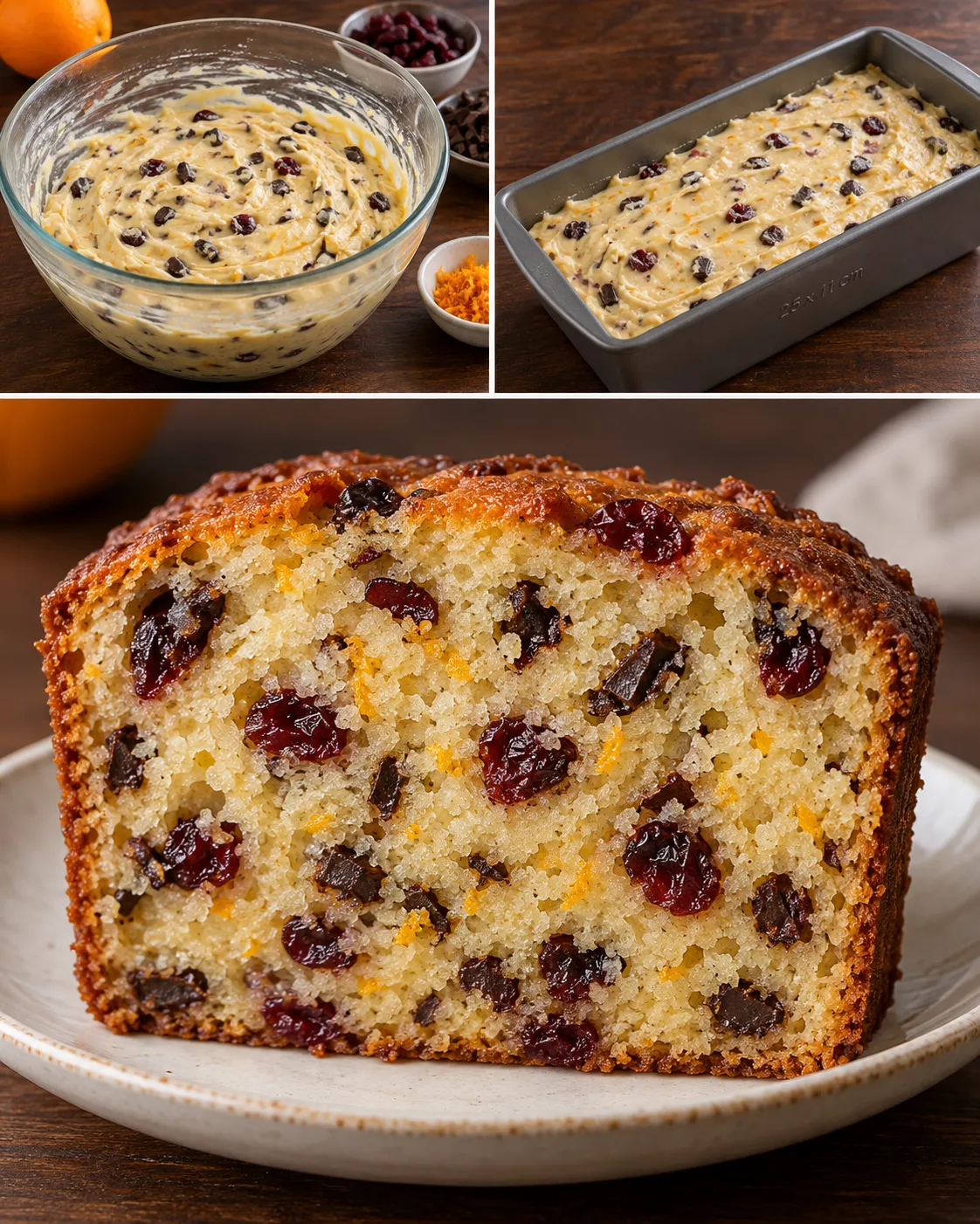 Butter loaf with cranberries and orange — dark chocolate