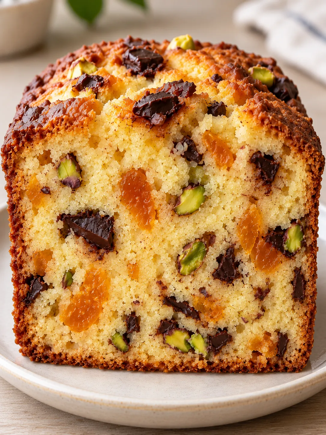 Butter loaf with apricots and pistachios — dark chocolate