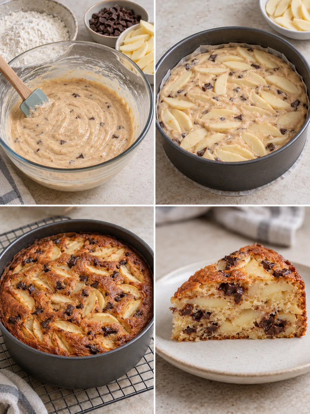 Yogurt cake with apple and cinnamon — dark chocolate