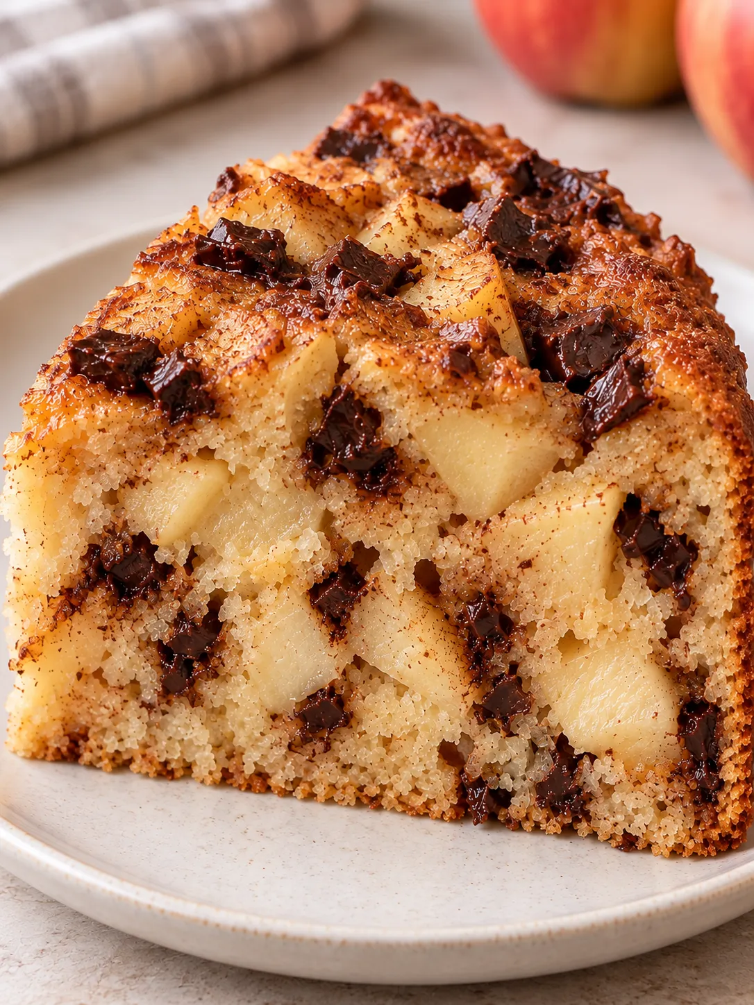Yogurt cake with apple and cinnamon — dark chocolate