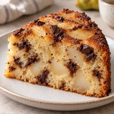 Yogurt cake with pear and cardamom — dark chocolate