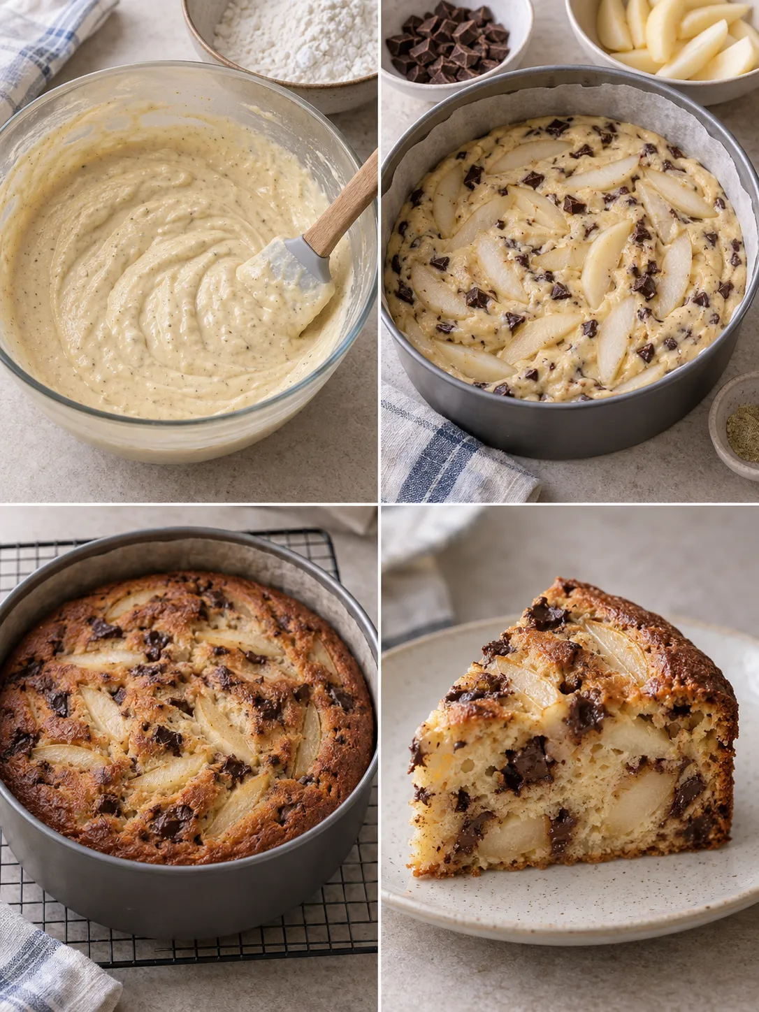 Yogurt cake with pear and cardamom — dark chocolate