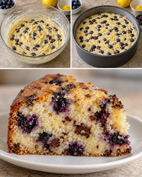 Yogurt cake with blueberries and lemon — dark chocolate
