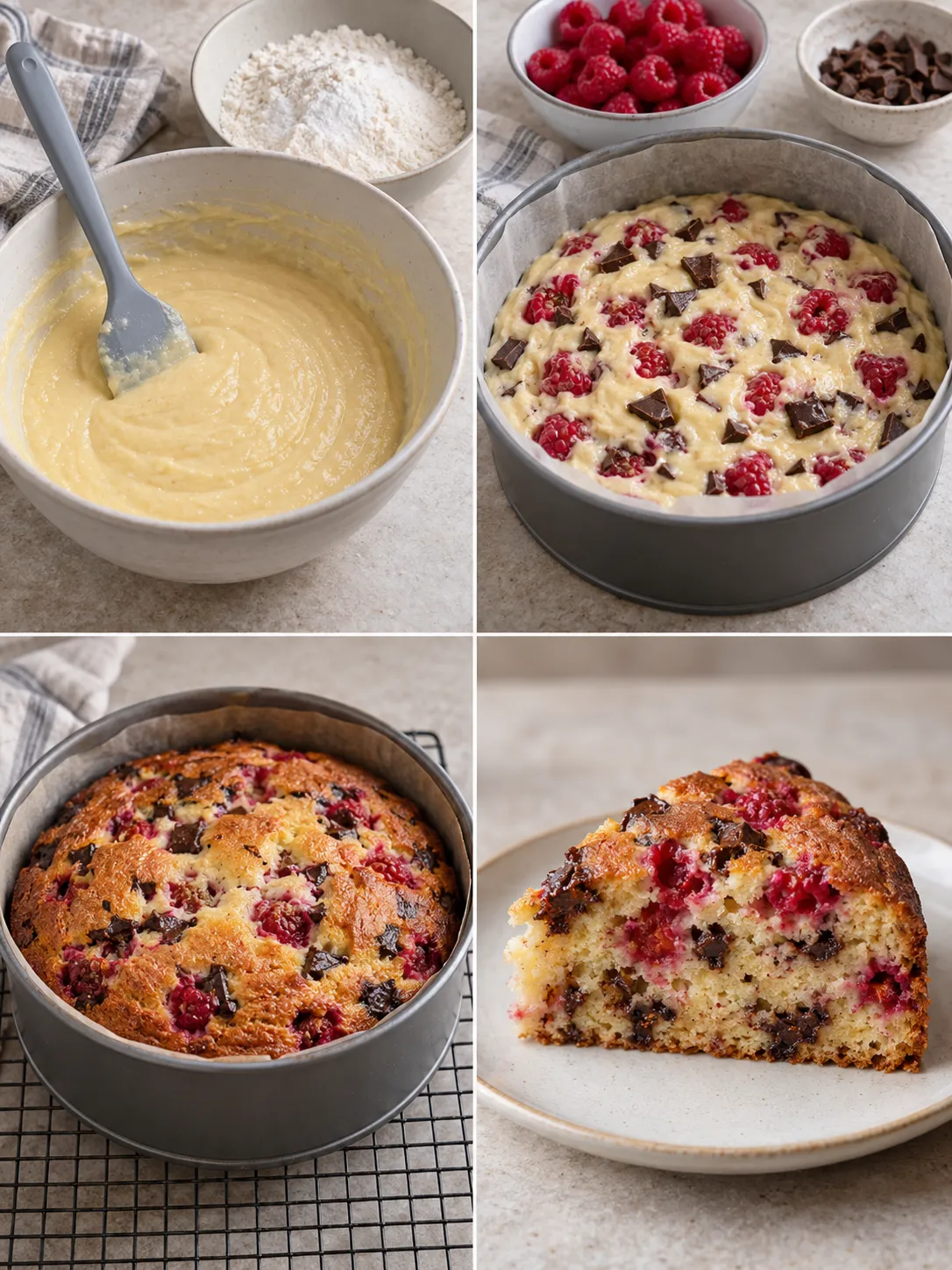 Yogurt cake with raspberries and vanilla — dark chocolate