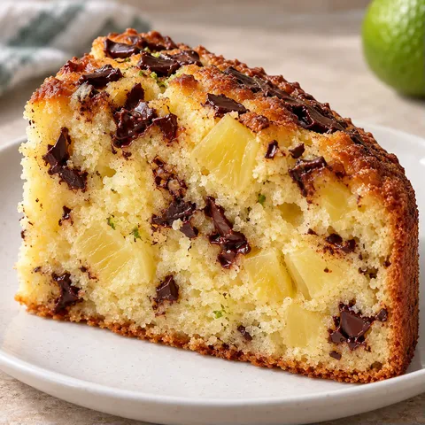 Yogurt cake with pineapple and lime — dark chocolate