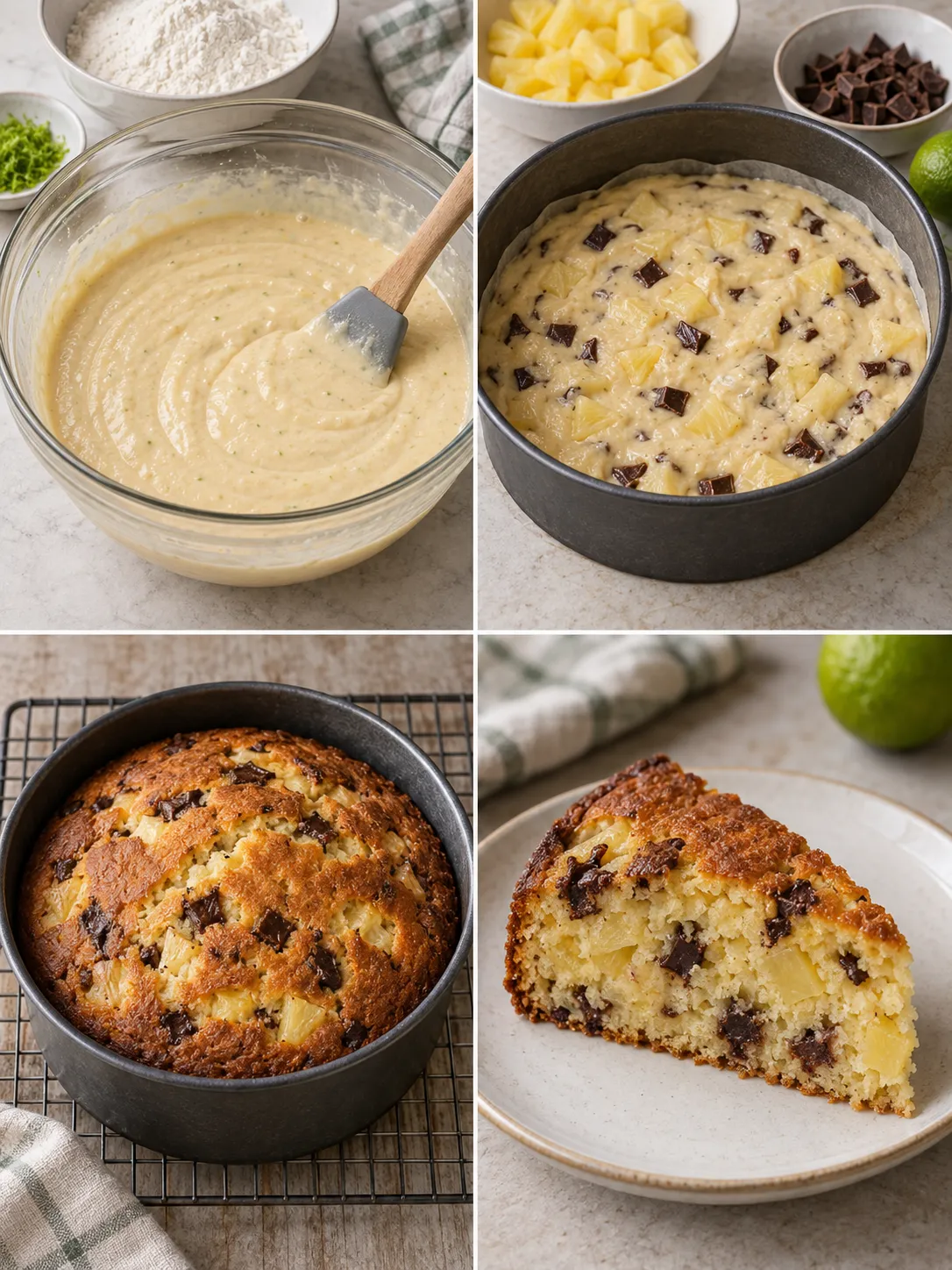 Yogurt cake with pineapple and lime — dark chocolate