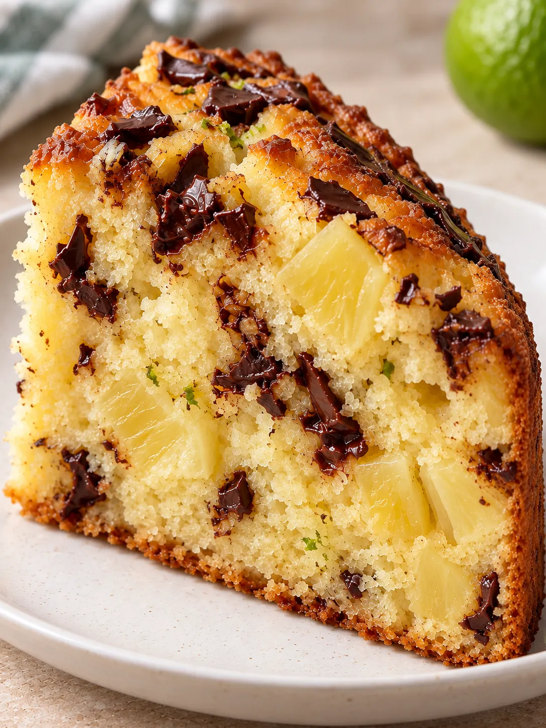 Yogurt cake with pineapple and lime — dark chocolate