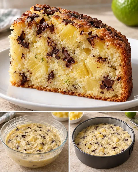 Yogurt cake with pineapple and lime — dark chocolate