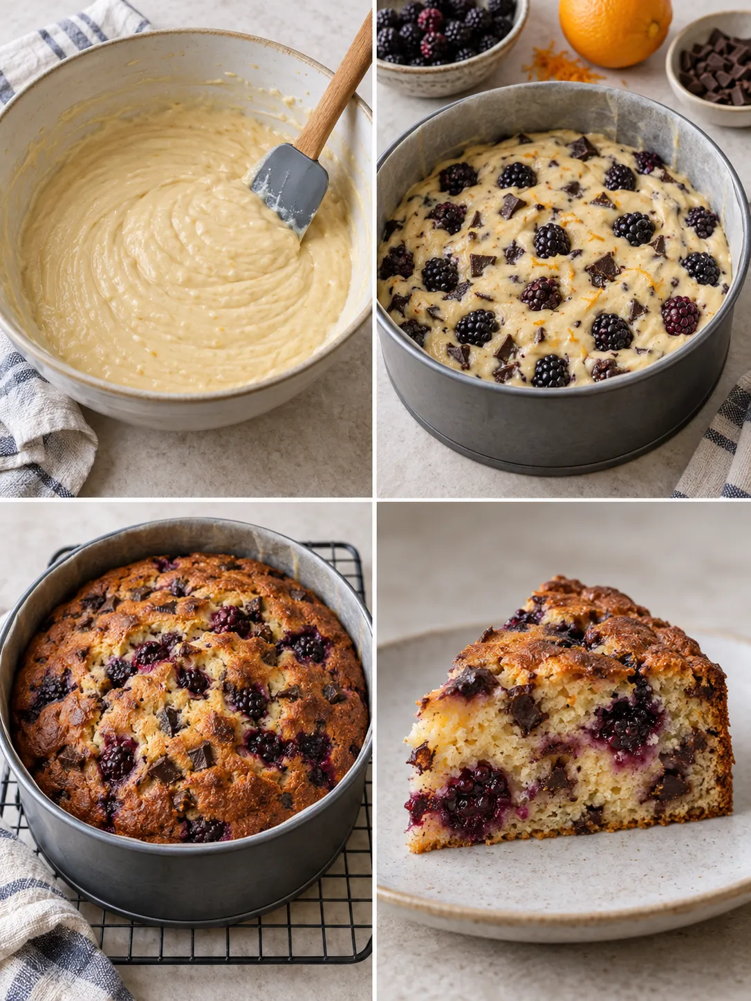Yogurt cake with blackberries and orange — dark chocolate