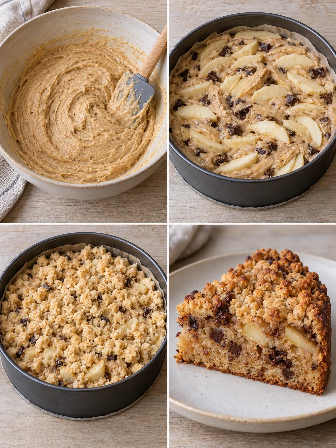 Crumble cake with apple and cinnamon — dark chocolate