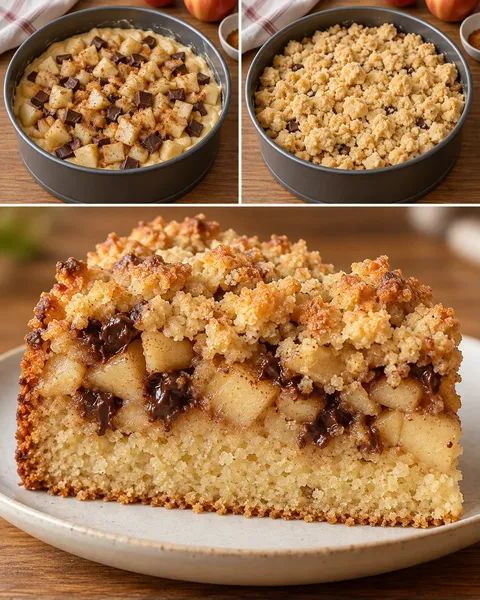 Crumble cake with apple and cinnamon — dark chocolate