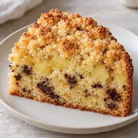 Crumble cake with pineapple and lime — dark chocolate