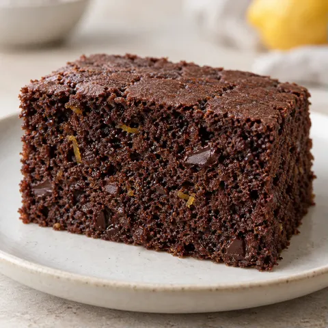 Chocolate sheet cake with lemon and poppy seeds — dark chocolate