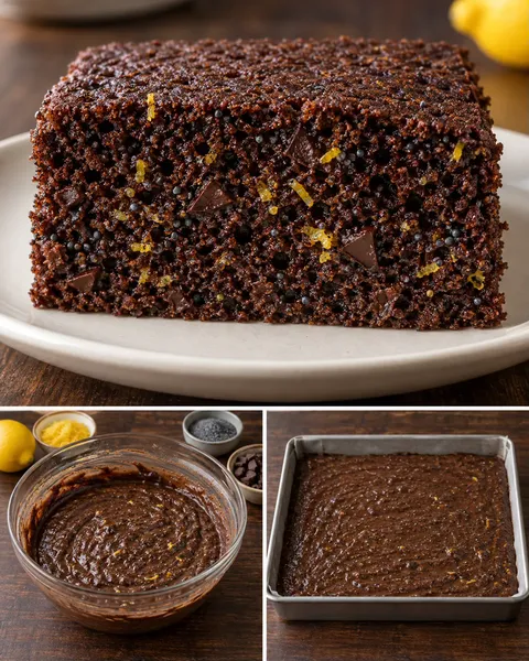 Chocolate sheet cake with lemon and poppy seeds — dark chocolate
