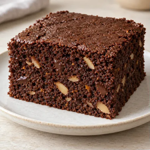 Chocolate sheet cake with orange and almonds — dark chocolate