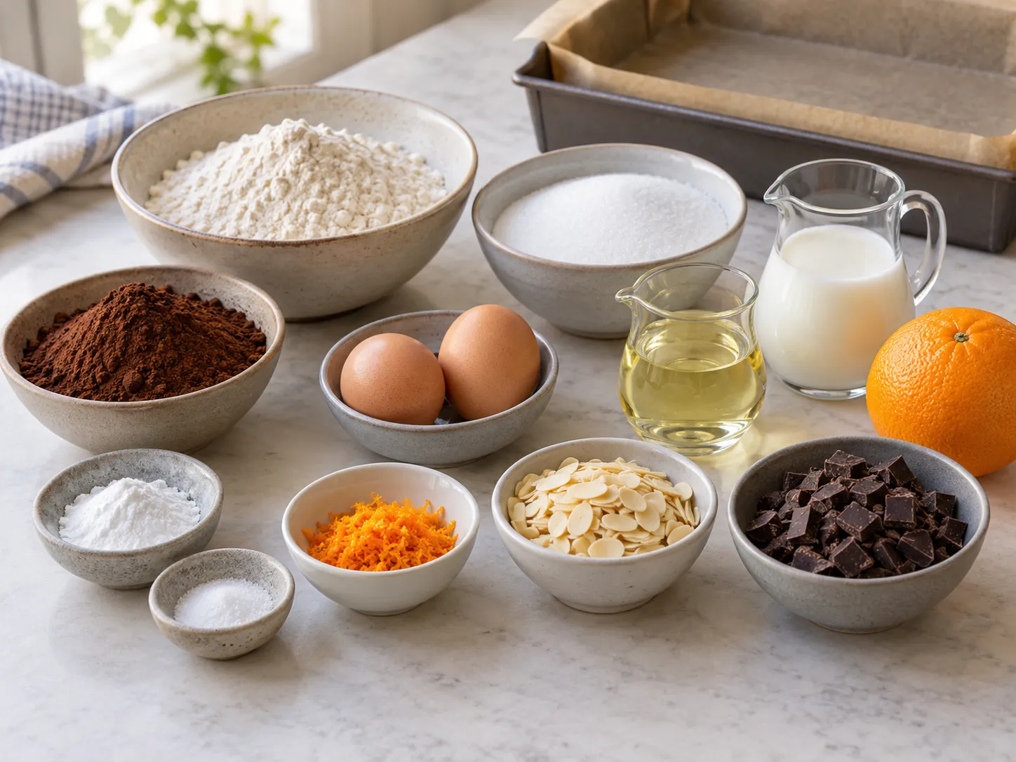 all-purpose wheat flour, unsweetened cocoa powder, granulated sugar, baking powder
