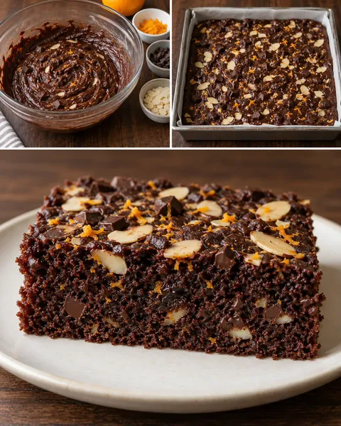 Chocolate sheet cake with orange and almonds — dark chocolate