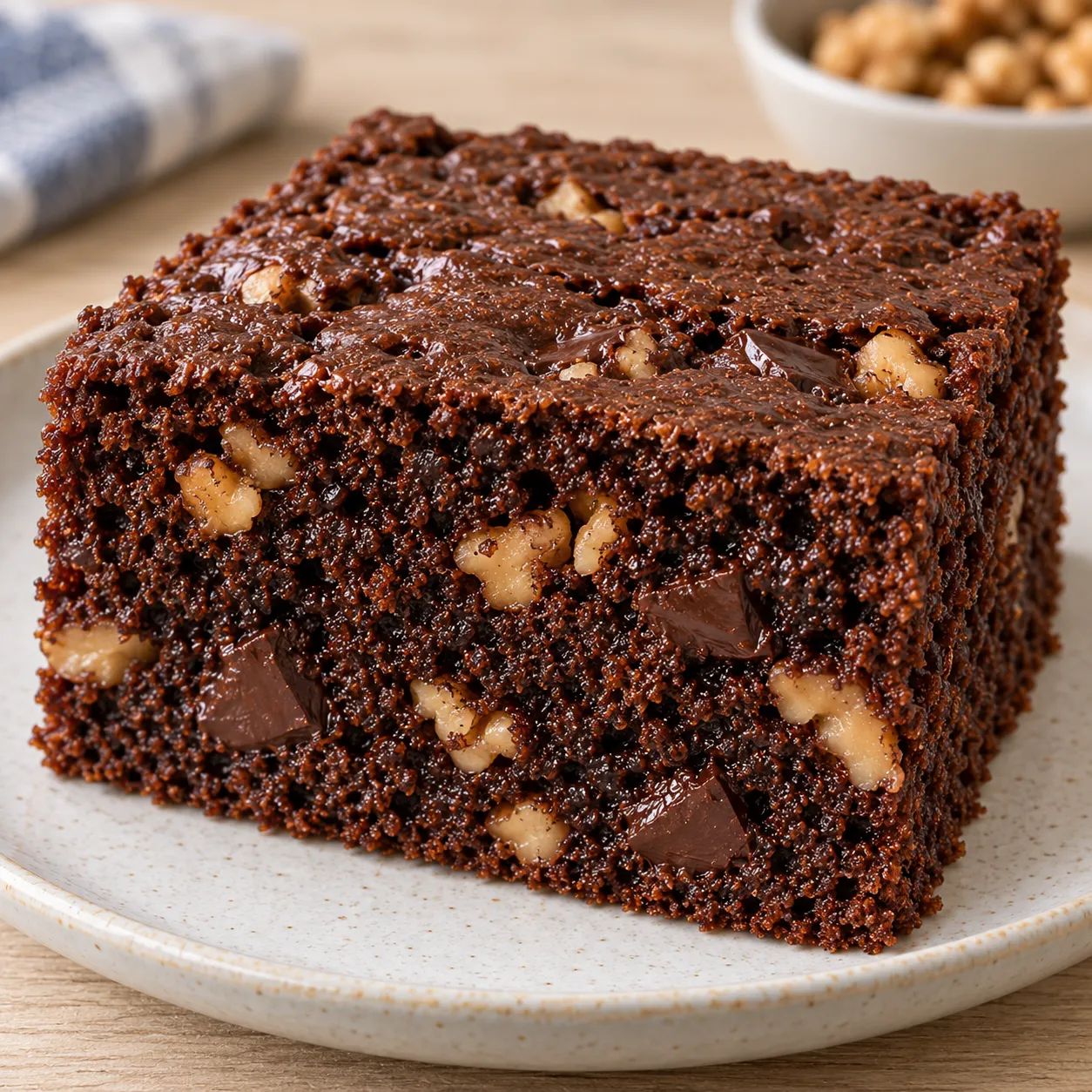 Chocolate sheet cake with coffee and walnuts — dark chocolate