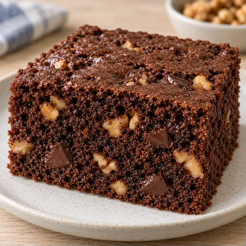 Chocolate sheet cake with coffee and walnuts — dark chocolate