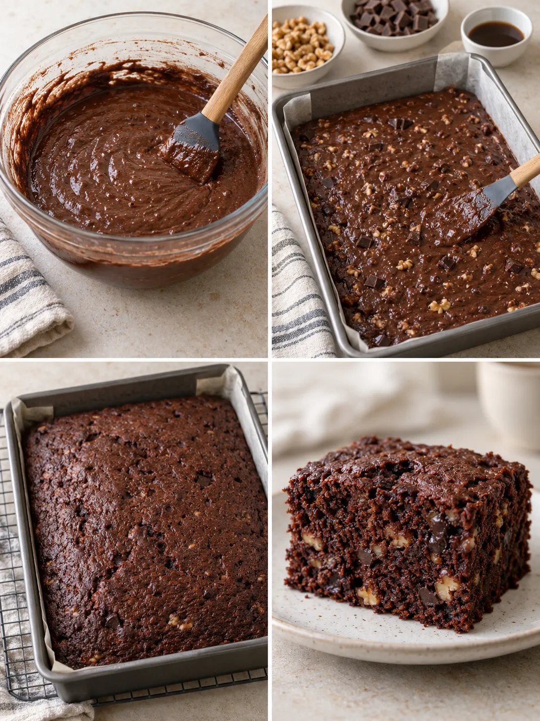 Chocolate sheet cake with coffee and walnuts — dark chocolate